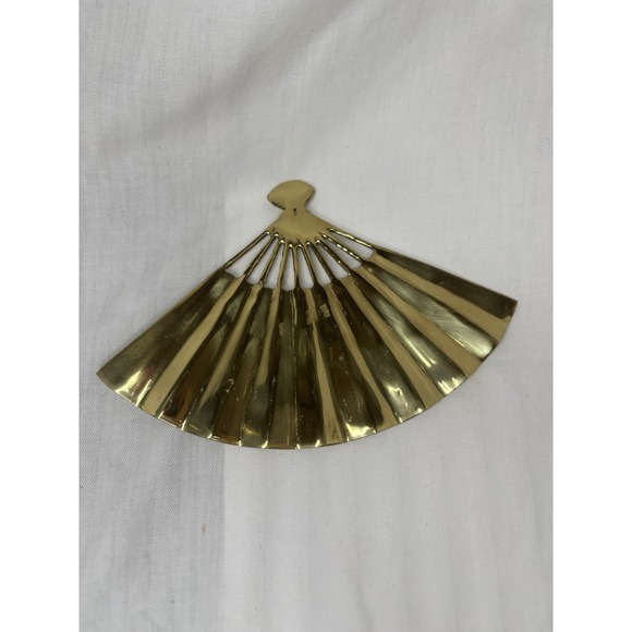 Vintage Asian Solid Brass Hand Fan Flying Dragon Phoenix Wall Decor Taiwan - Picture 2 of 2